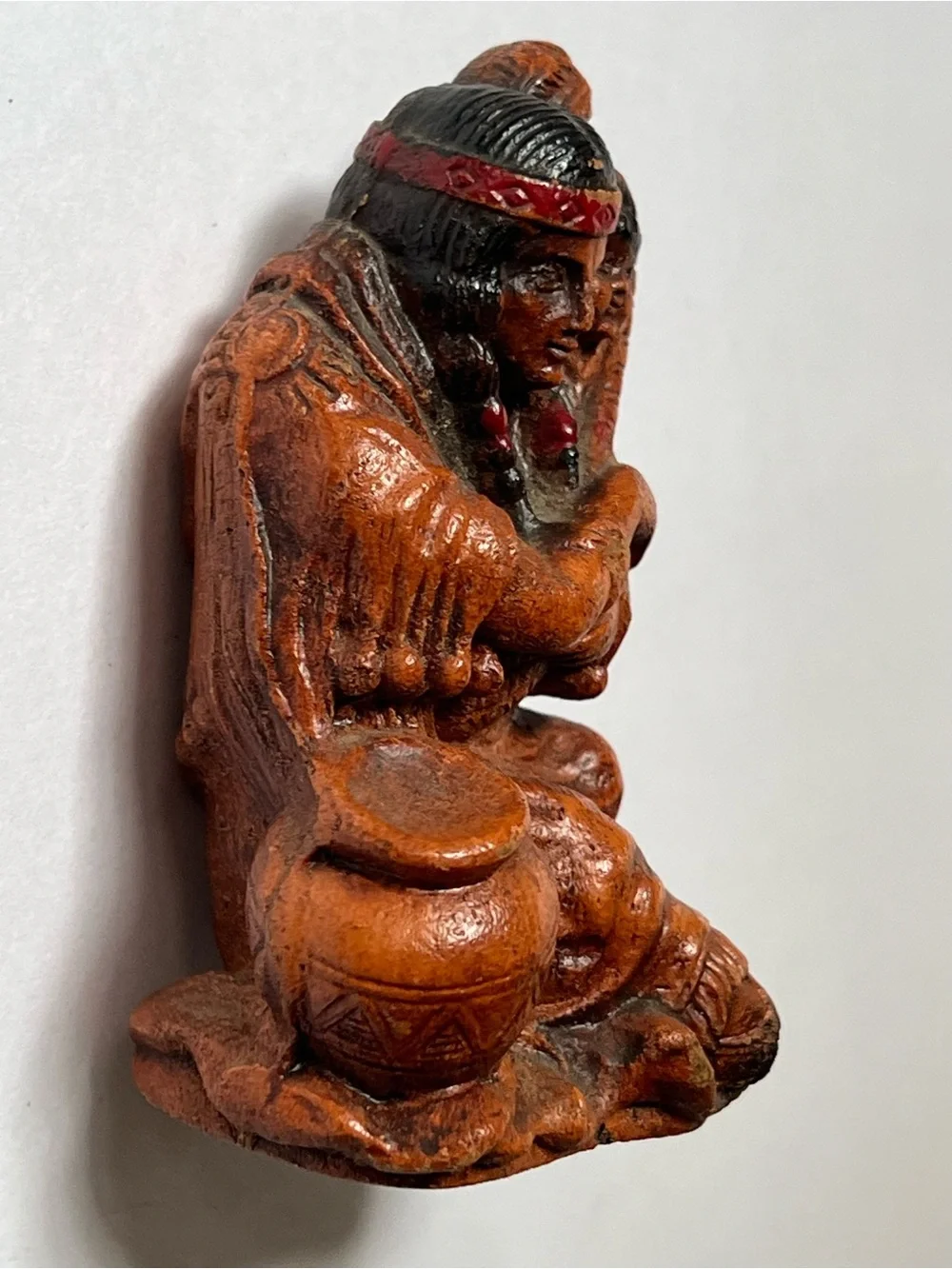 Hand-Painted native American Mother and Child resin souvenir figure